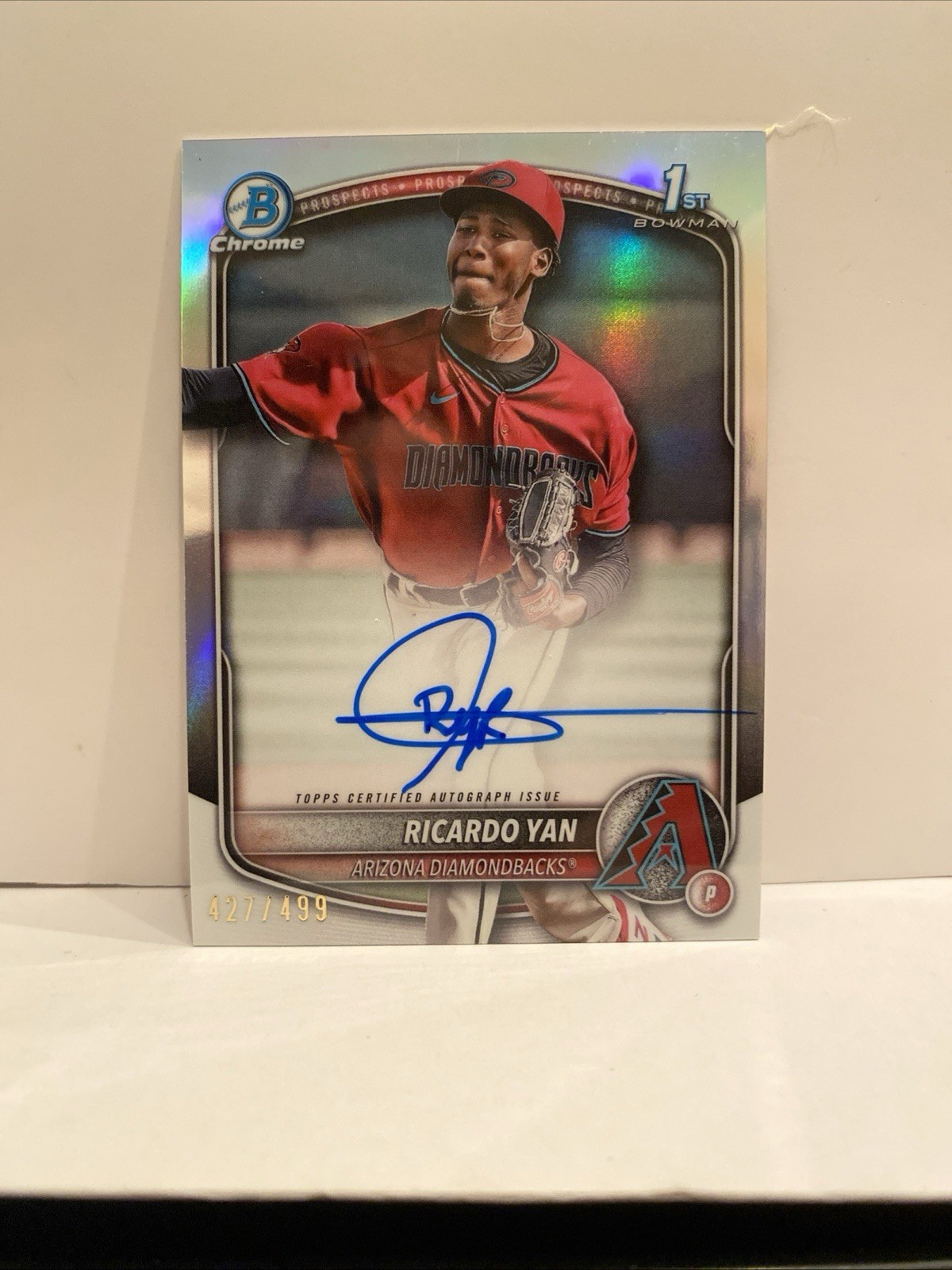 2025 Bowman Chrome # CPA-RY Ricardo Yan Refractor Auto /499 Diamondbacks