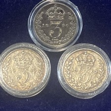 CGT FREE pre 1920 Threepence coins~1890~1902~1919~(sterling silver 🪙~#1.