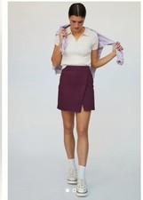 NWT raspberry purple Anthropologie Porridge Structured-Mini Skirt size xl