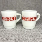 2 Vtg Fire King Advertising Coffee Mugs Watertown MN Fratzke's Int'l Harvester