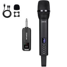Rechargeable Wireless Microphone, Handheld Cordless Mics System Dynamic with ...