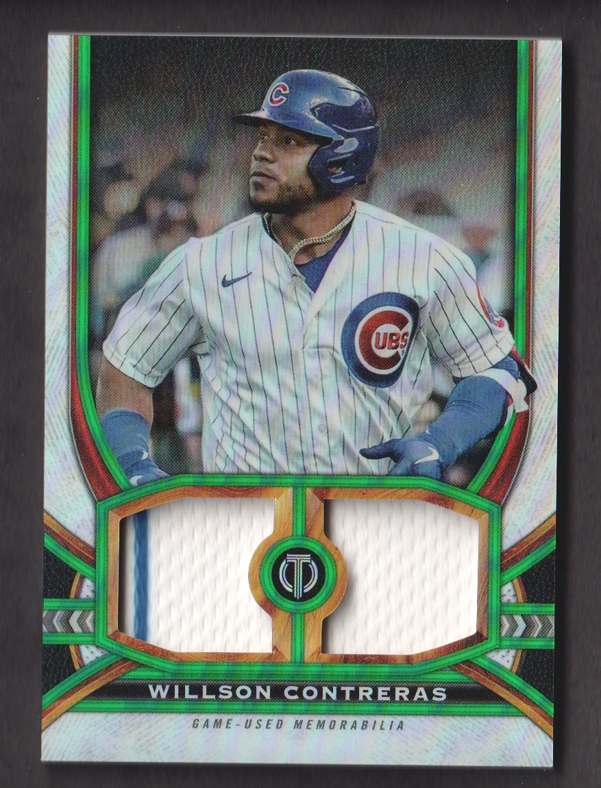 2023 Topps Tribute Willson Contreras Dual Relic #DR-WC Green /99 Game-Used Memorabilia