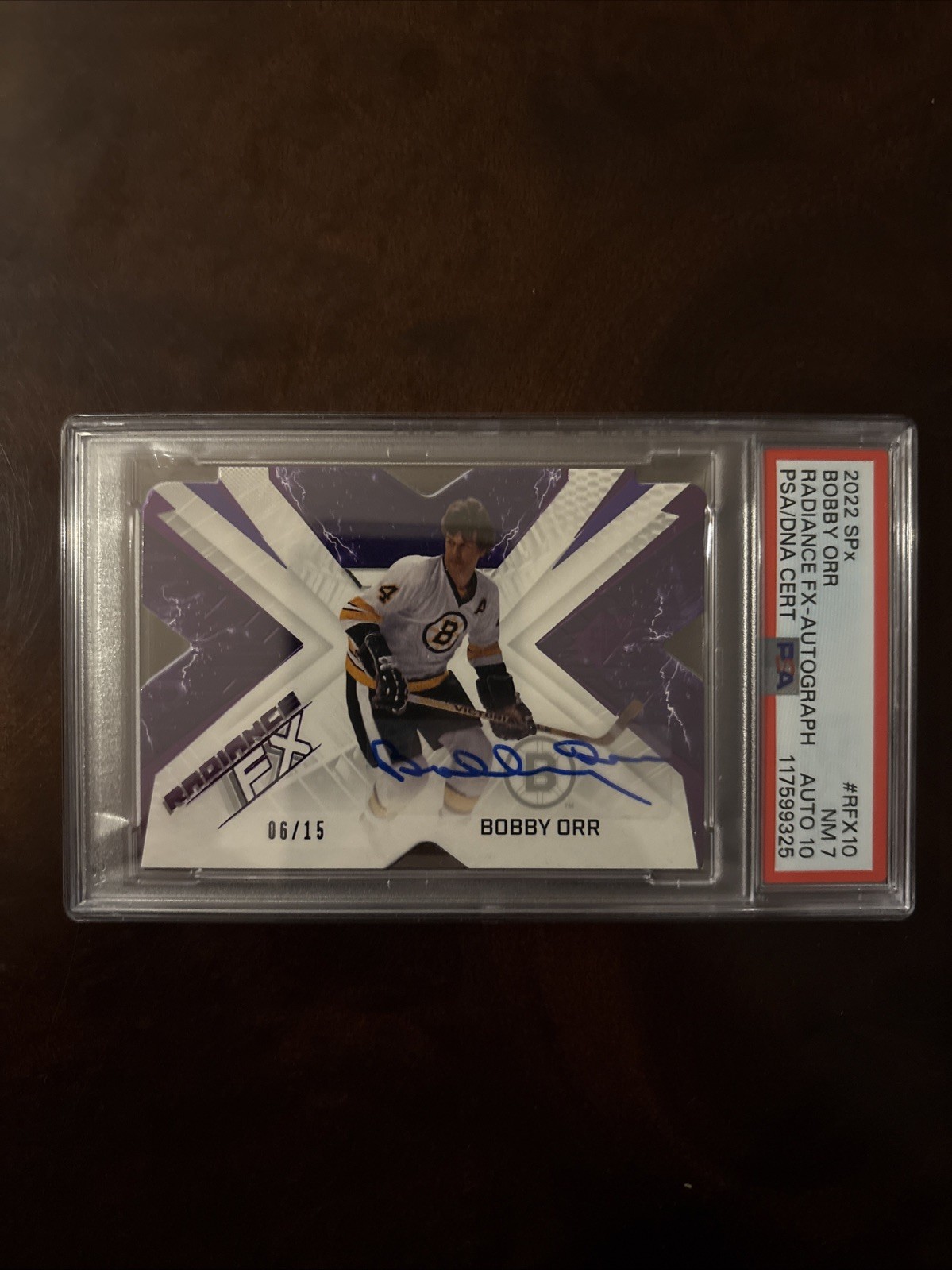 Bobby Orr 2022 UD SPX RADIANCE AUTO SSP /15 PSA 10 AUTO 