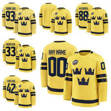 Custom Men's Yellow 2025 4 Nations Face-Off Stitched Player Jersey Sz S-6XL