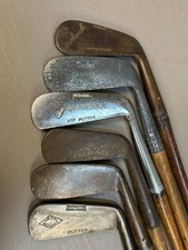 Antique Lot 6 Original Hickory Wood Shaft Golf Club Putters NECO DETROIT WALE 5B