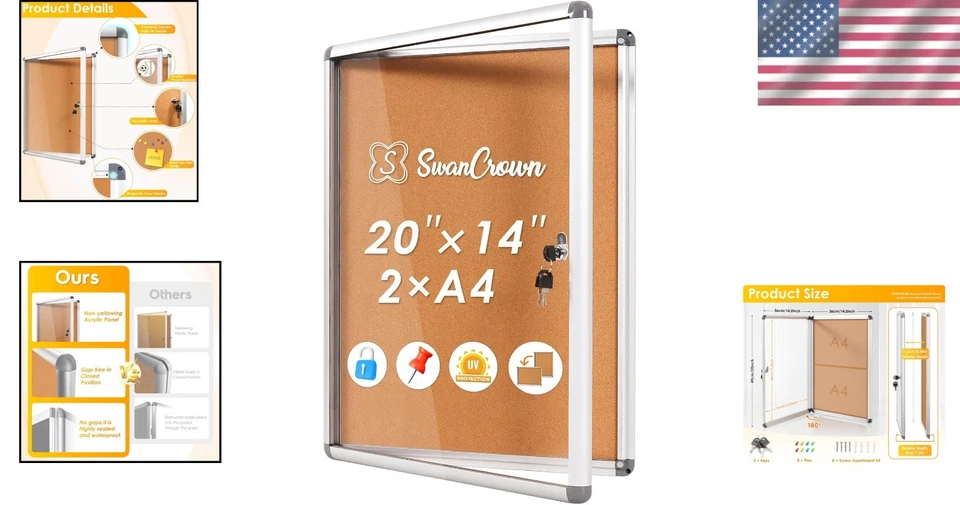 Lockable Display Case for School/Office 20"x14" - Image 2 of 4