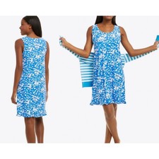 Draper James  Grace  and Charm Floral Ruffle Nightgown  Blue Shadow  Sz S/M