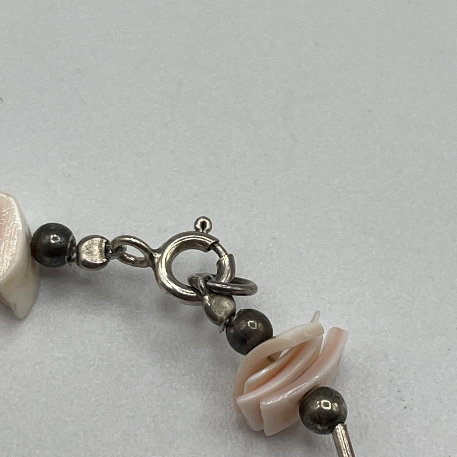 Sterling Silver Pink Patterned Sea Shell Choker N… - image 7