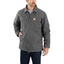 Carhartt 104293-GVL Loose-Fit Washed Duck Sherpa-Fleece Lined Coat for Men -