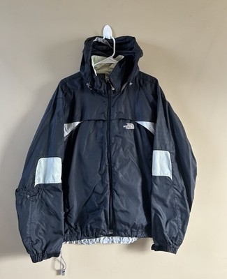 The North Face Windbreaker Jacket Mens Large Black Gray Rain Outdoors Hooded