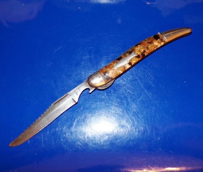 Vintage Hammer Brand U.S.A. Liner-Locking Fish Knife w/Pearly Brown Scales
