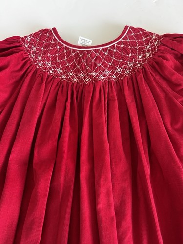 Red Smocked Babydoll Dress with Puff Sleeves 6XBy Royal Child - Picture 2 of 8
