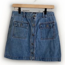 GAP Denim Mini Skirt Womens 8 A-Line Button Front 90s Y2K Medium Wash