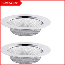 Modern Stainless Steel Drain Cover Set - Hair Catcher for Clean Sinks (2 Pack)