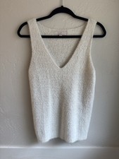LOFT - Women s White and Gold Solid Knit Swea...