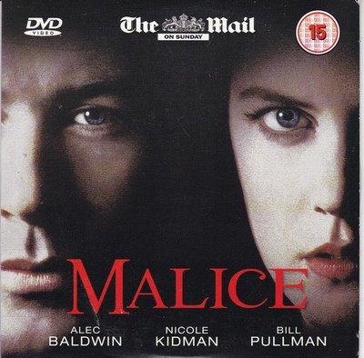 MALICE ( THE MAIL ON SUNDAY Newspaper DVD ) Nicole Kidman , Alec Baldwin
