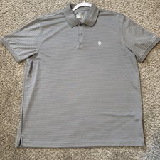 Izod Golf Polo Shirt Men's Size XL Gray Striped Casual Wear Lightweight