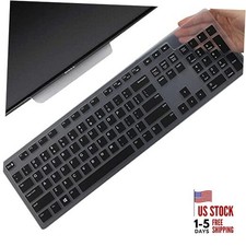 Keyboard Cover Skin for Dell KM636 KB216 KB216t KB216d KB216p Wired  Black