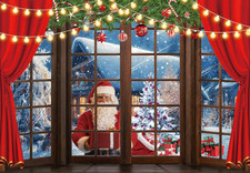 7X5FT Christmas Backdrop Santa Claus Photo Background Winter Snow Xmas Wooden Wi