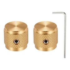 2 Pcs Aluminium Knobs, 1/4" (6mm) with Arrow Indicator, 5/8" Gold