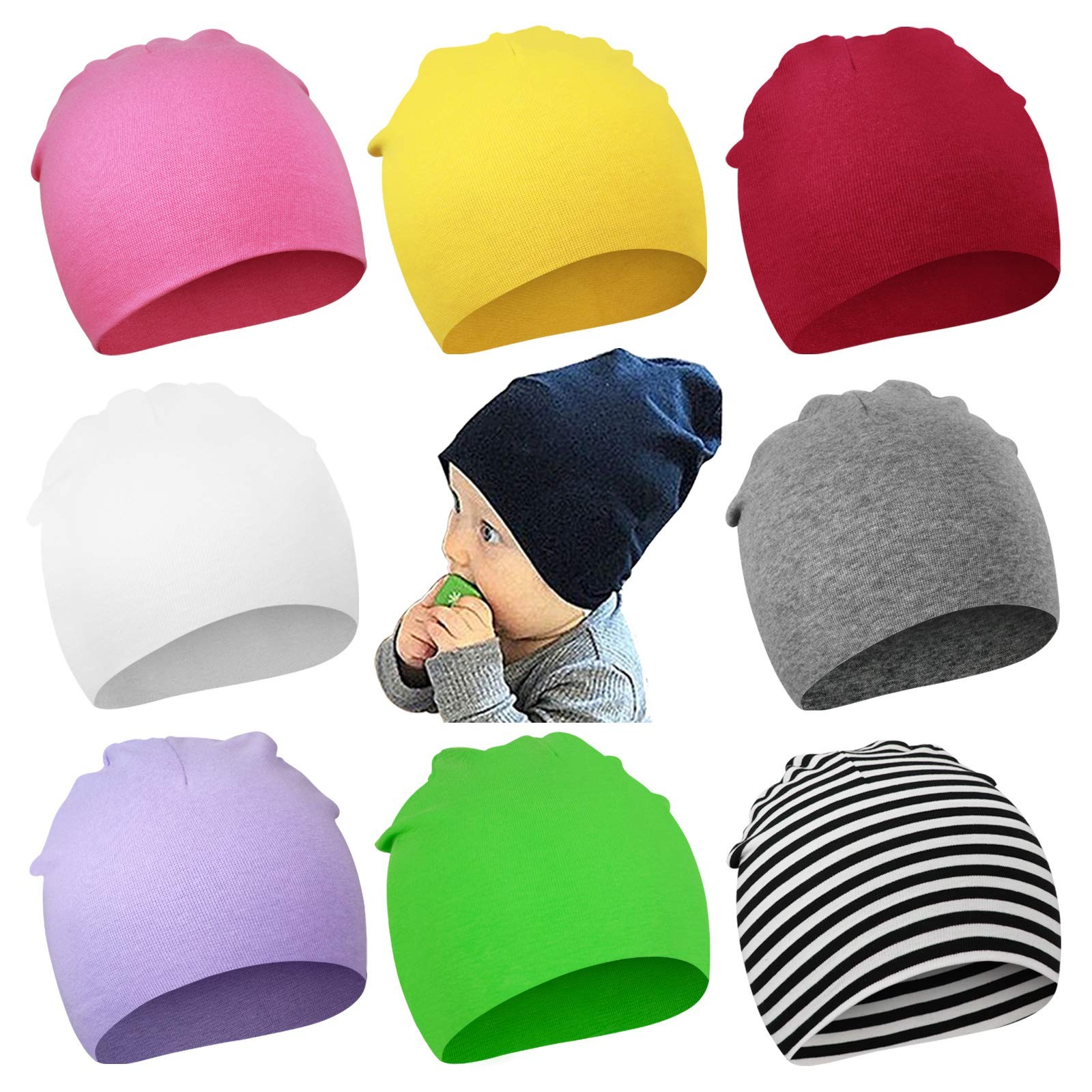 Chapeau pour bébés garçons tricoté cadeau de naissance mignon blanc