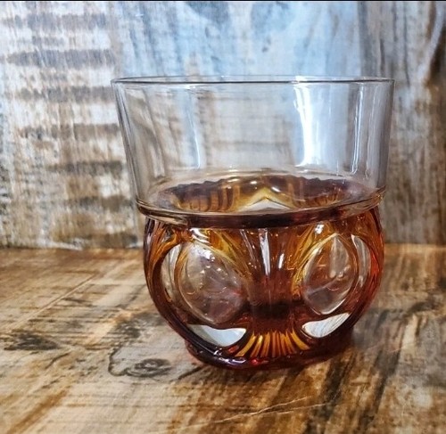 ROYALES DE CHAMPAGNE SIGNED FRANCE CRYSTAL MCM BARWARE BROWN AMBER GLASS Single