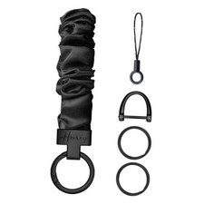 Stretchy Scrunchie Keychain Wristlet, Cute Key Chain Wrist Black black Buckle