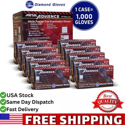 Advance IF 51 Black Nitrile Exam Gloves 5 Mil Disposable Gloves 1000pcs S/M/L/XL