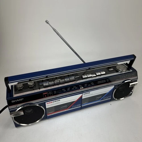 *READ* Vintage 80s SHARP WQ-272(BLK)Stereo Twin Tape Boombox AS-IS