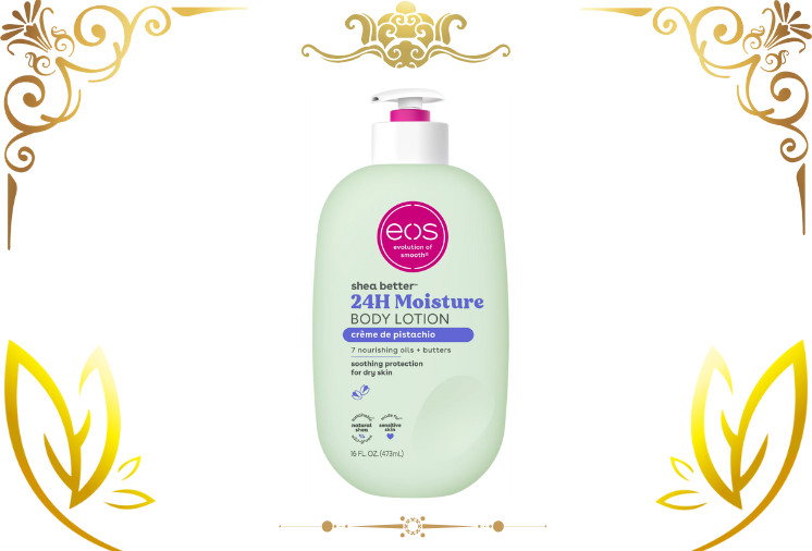 Loción corporal eos Shea Better - crema de pistacho, calma la piel seca, 16 fl oz