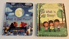 New Set of 2 Usborne Lift the Flap WHAT IS Board Books SLEEP & MOON