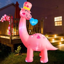 8 Ft Valentine's Day Inflatable Dinosaur Light Up Decoration Blow Up Brachios...