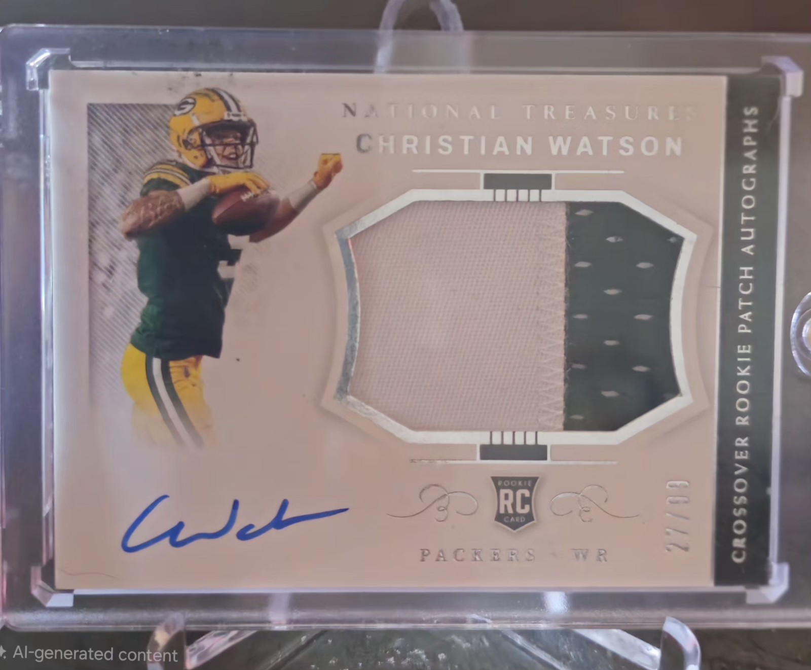 Christian Watson Panini National Treasures Crossover Rookie Patch Autograph #CW Base