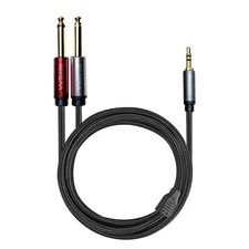 20FT/6.0M Audio Cable 3.5mm 1/8" TRS to Dual 6.35mm 1/4" TS Braided Sheild Co...