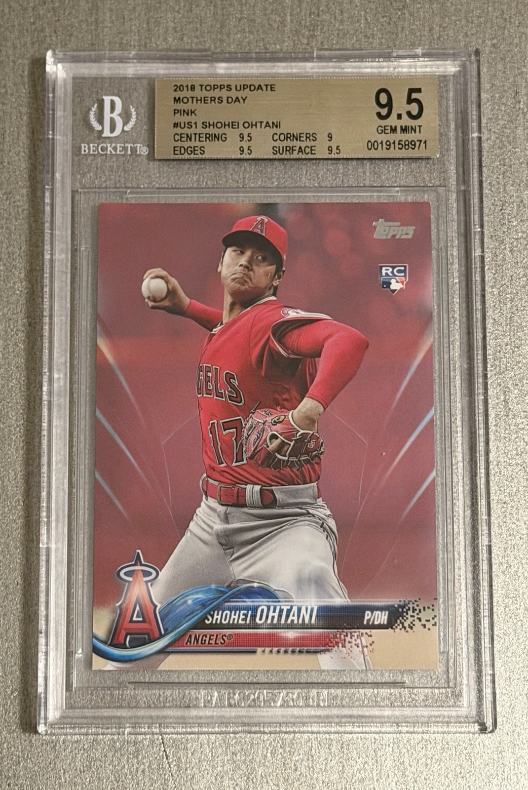 2018 Topps Update #US1 Shohei Ohtani PINK 34/50 SSP RC Rookie BGS 9.5 GEM MT