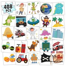 408 PCS Kids Tattoos for Party Supplies, Individually Wrapped Sheet Cool