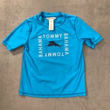 Tommy Bahama Boys Short Sleeve Rash Guard Shirt Blue Kids Size 6 Swim Beach