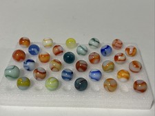 420 Lot Of 30 Vintage Peltier Rainbo Marbles 