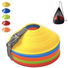 Soccer Training Cones Pack 25, Multi Colors with Mesh Bag  Strap, Unbreakabl...