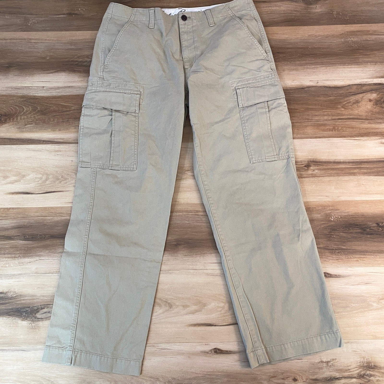 Mens 34x32 Khaki Straight Leg 100% Cotton