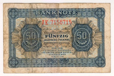 1948 Germany 50 Deutsche Pfennig 7156715 Paper Money Banknotes Currency