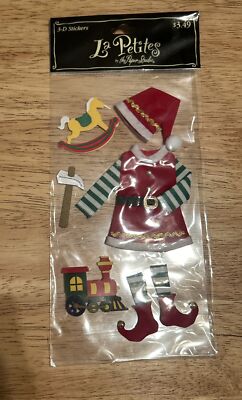 La Petites Christmas-  RARE Elf Toy Maker 3D scrapbooking stickers! Brand NEW