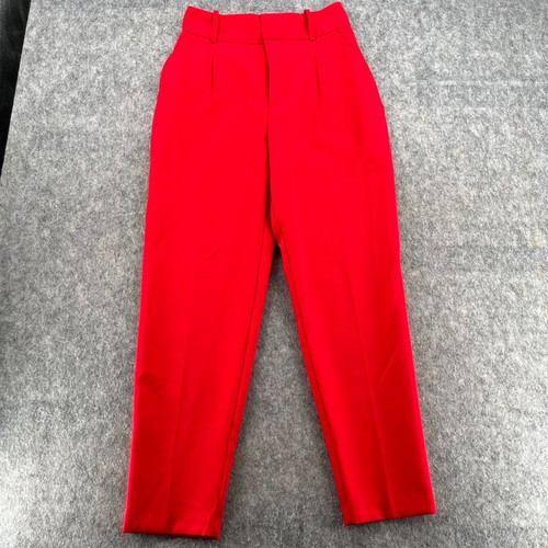 Zara Damen High Waist Hose Pants Rot S