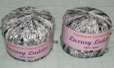 2 Skeins Filatura Lanarota  Luxury Ladder Silver Ribbon Yarn Made in Italy