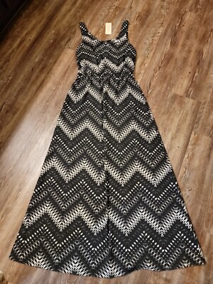 Sonoma Life + Style Sleeveless BOHO Black & White Dress Gown Small NWT $50 K0137