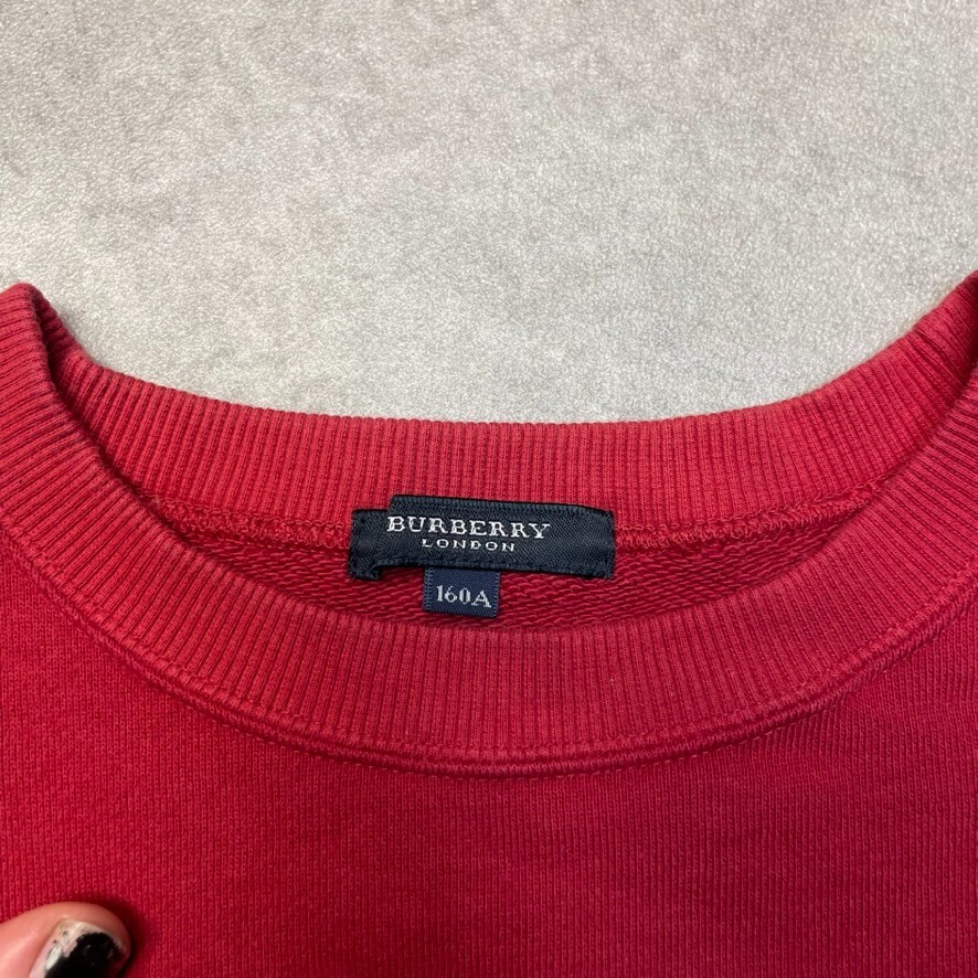 Burberry London Sweatshirt Womens Y2K Embroidered Jumper, Red, Medium image 8