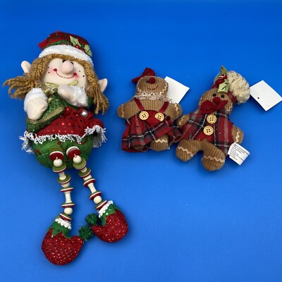 At Home Christmas Ornaments/ Decorations/ Santa s Elf/ Gingerbread Set/Set Of 3.