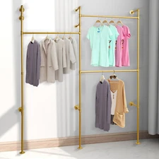 Industrial Pipe 3 Shelves Clothes Organizer Wall-mounted Clothing Display Rack