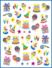 BRIGHT BIRTHDAY STICKERS Full Sheet Free Prompt Shipping USA MADE BD.5