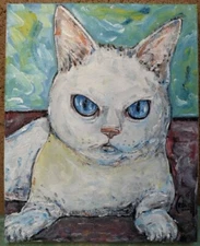 HELLO THERE KITTY pet art NEW oil painting 8x10 canvas original signed Crowell 